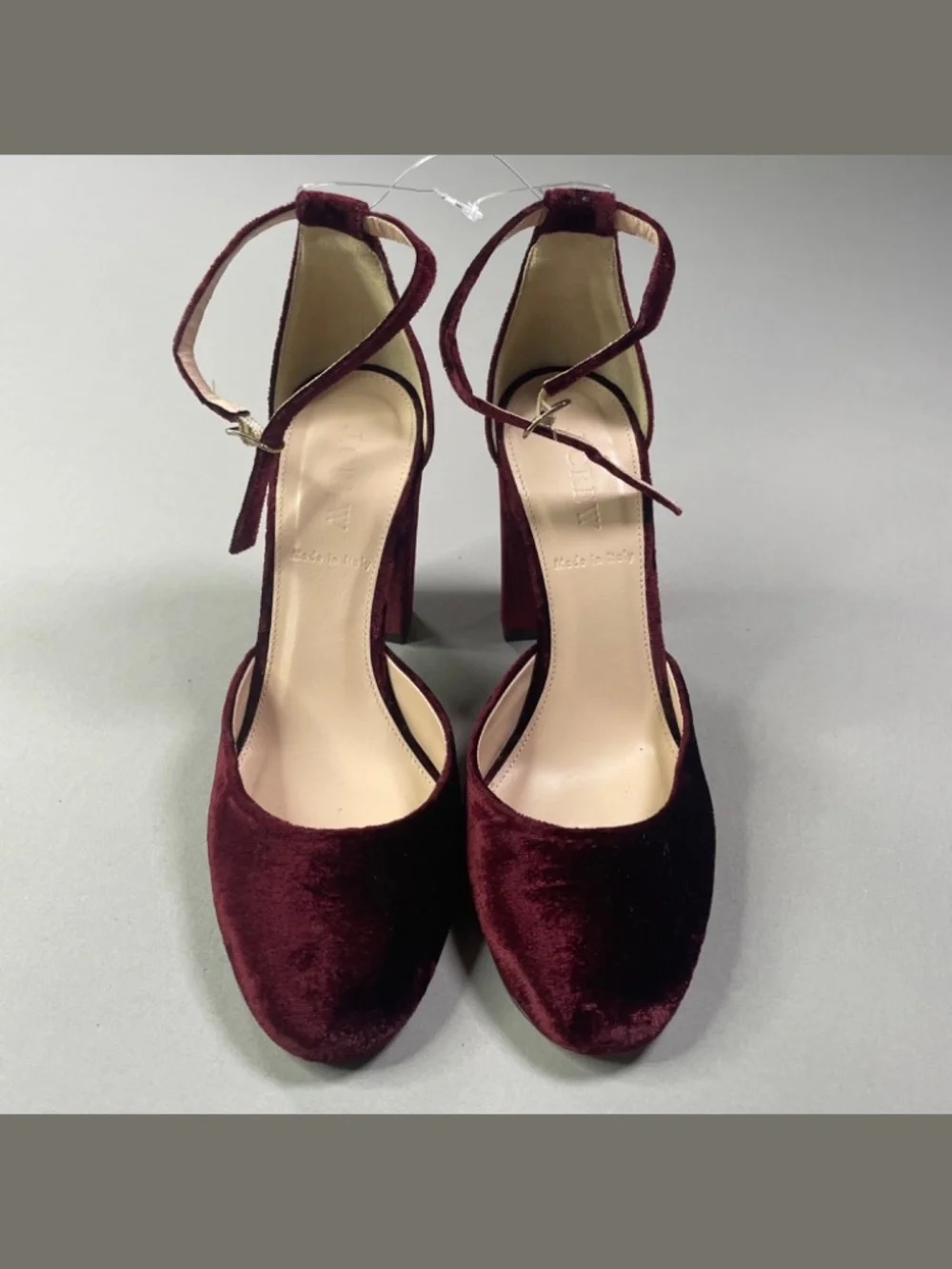 J Crew Shoes Womens 6.5 burgundy red velvet Maisie heels preppy cocktail